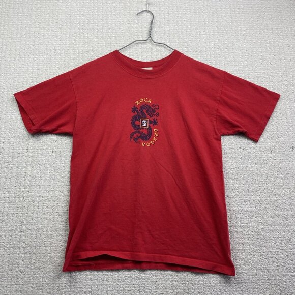 Y2K 2000s Boca Dragon Shirt Sz 5 Red Snowboarding Skate Tee - Picture 1 of 12